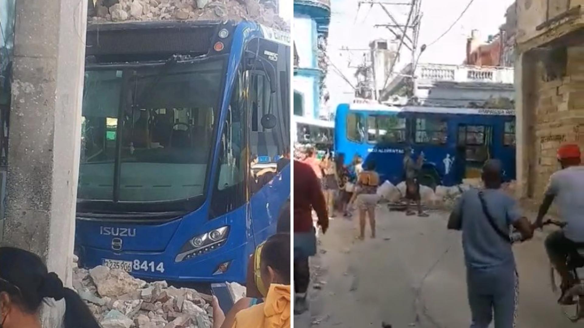 Ómnibus accidentado en La Habana Vieja